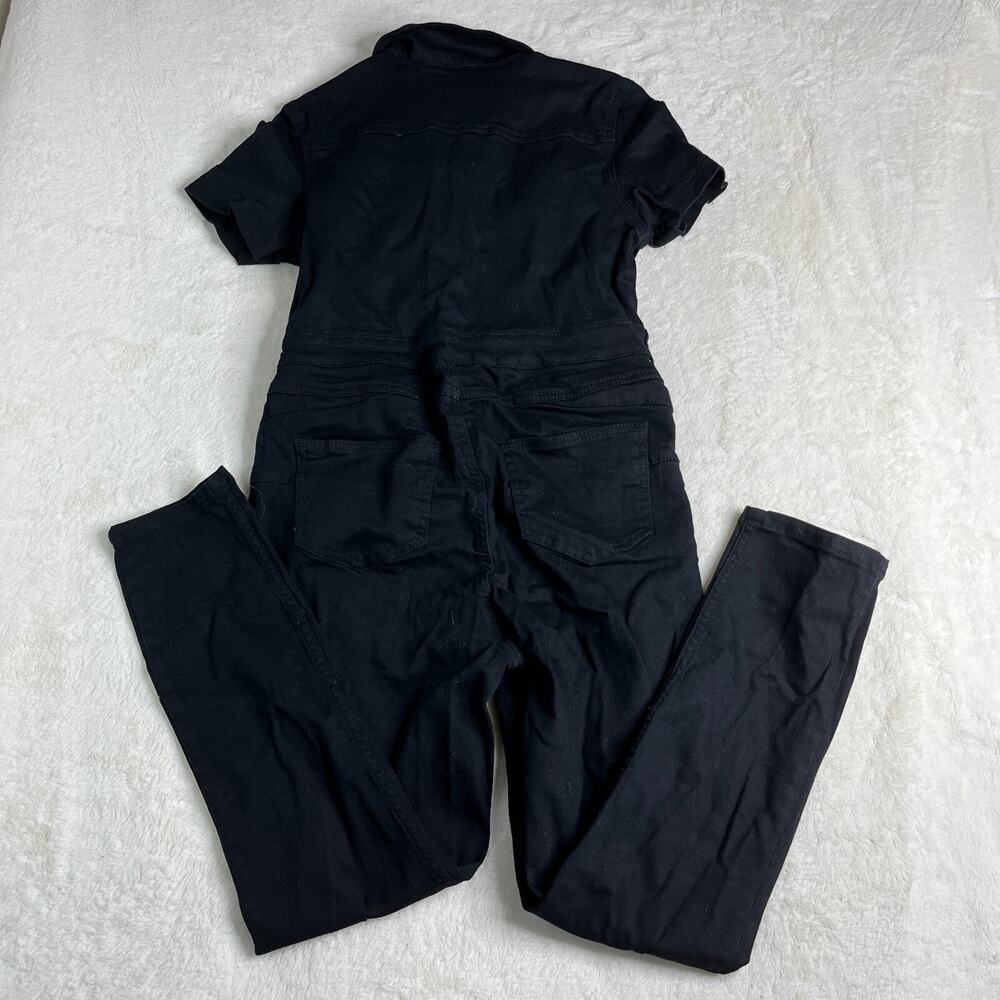 Nastygal Short Sleeve Black Denim Jumpsuit / Boilersuit Size 8 - Picture 6 of 7